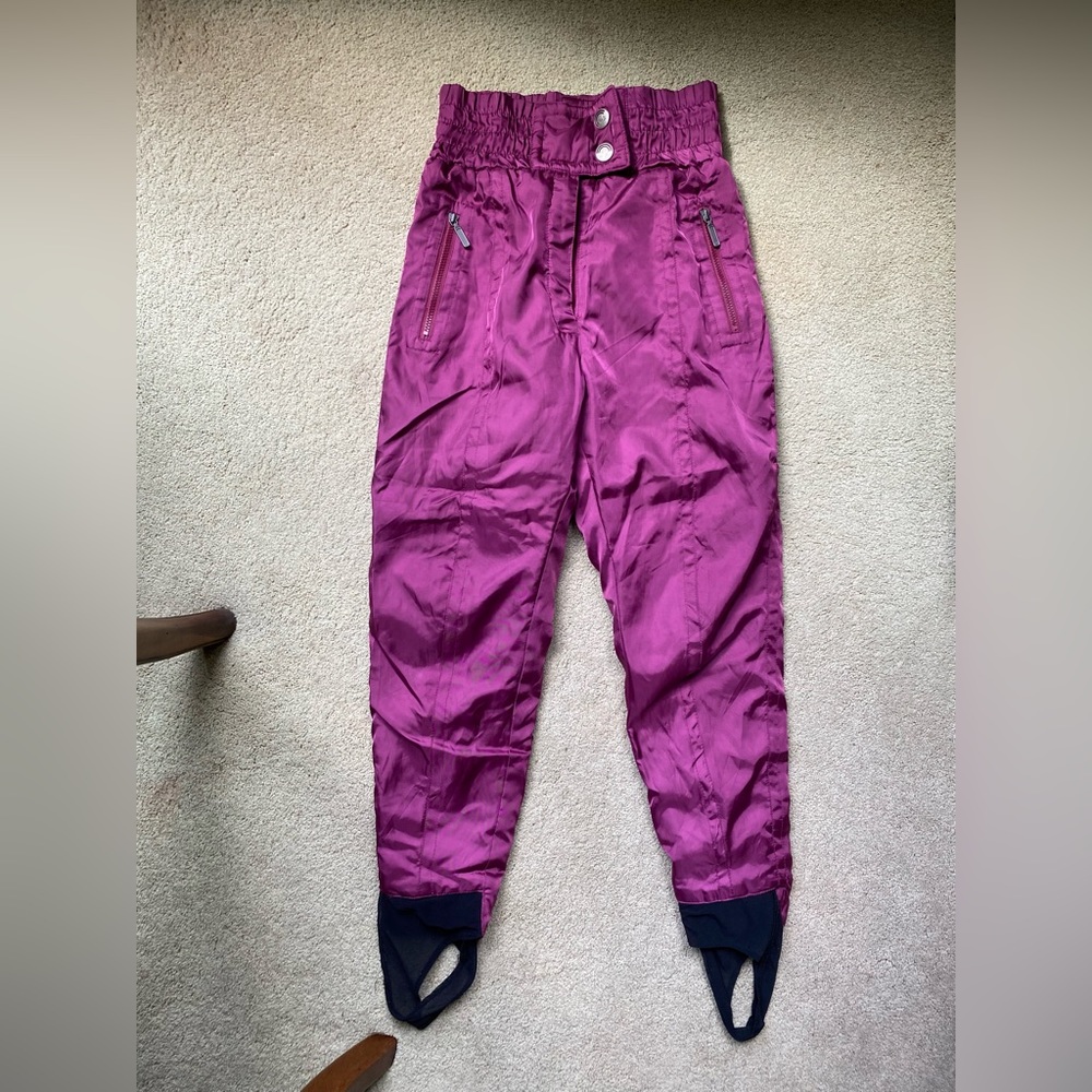 Vintage 80's hot voltage magenta stirrup ski pants